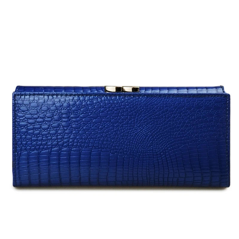 Designer Genuine Leather Women Wallet Female Long Clutch Money Bag  Luxury Brand Alligator Leather Ladies Coin Purse Wife's Gift