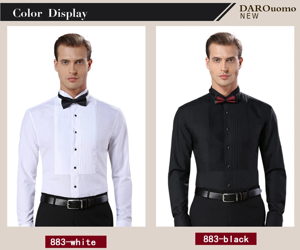 2023 DR DARO UOMO Chemises pour hommes Chemise de smoking blanche Chemise de mariage de fête 883-blanc