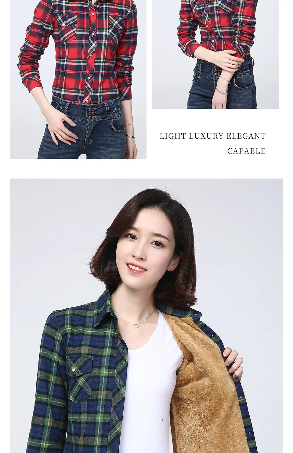 2023 Winter New Women's Warm Plaid Shirt Coat Casual Fleece Velvet Plus Thicke Tops Brand College Style Woman Clothes Outerwear