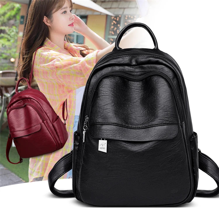 New 2023 Multifunction Vintage Women Backpacks High Quality Female Back Pack Ladies Shoulder Bag Ladies Leather Travel Backpack