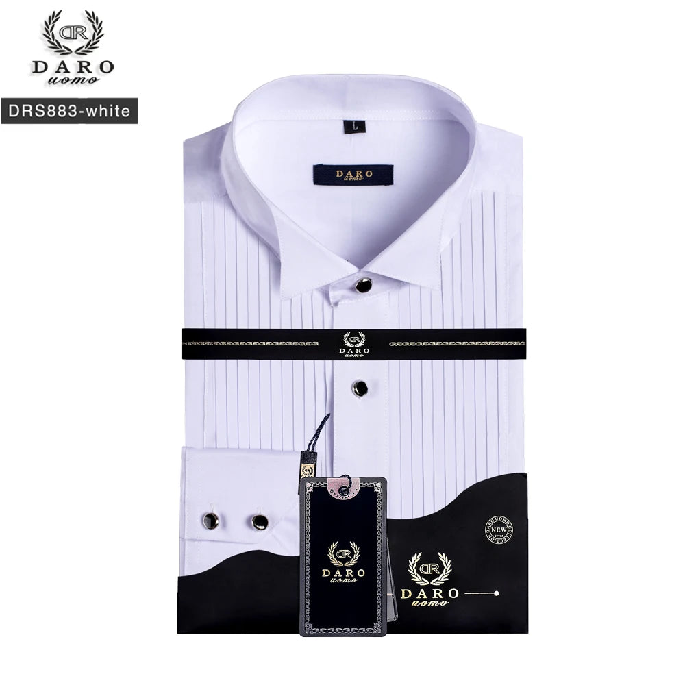 2023 DR DARO UOMO Chemises pour hommes Chemise de smoking blanche Chemise de mariage de fête 883-blanc