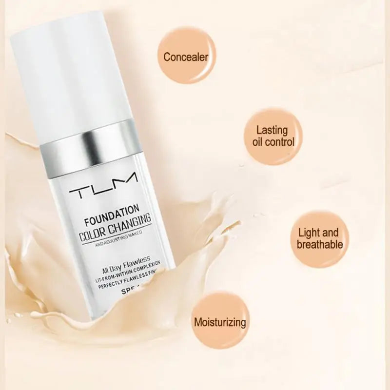 TLM Foundation Magic Fond de teint changeant de couleur liquide doux mat longue tenue Base de maquillage hydratante