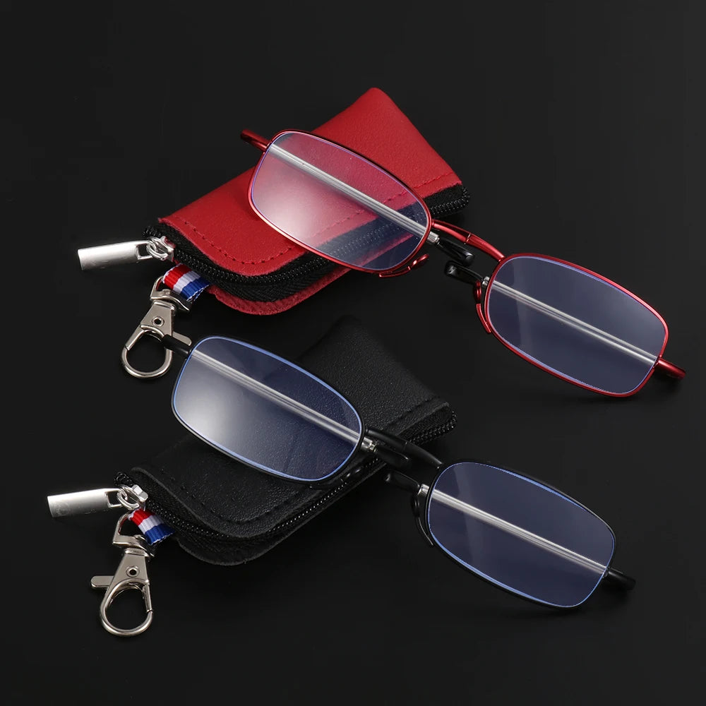 Lunettes de lecture design MINI tendance pour hommes et femmes, petites lunettes pliantes, monture en métal noir, avec boîte d'origine, portables