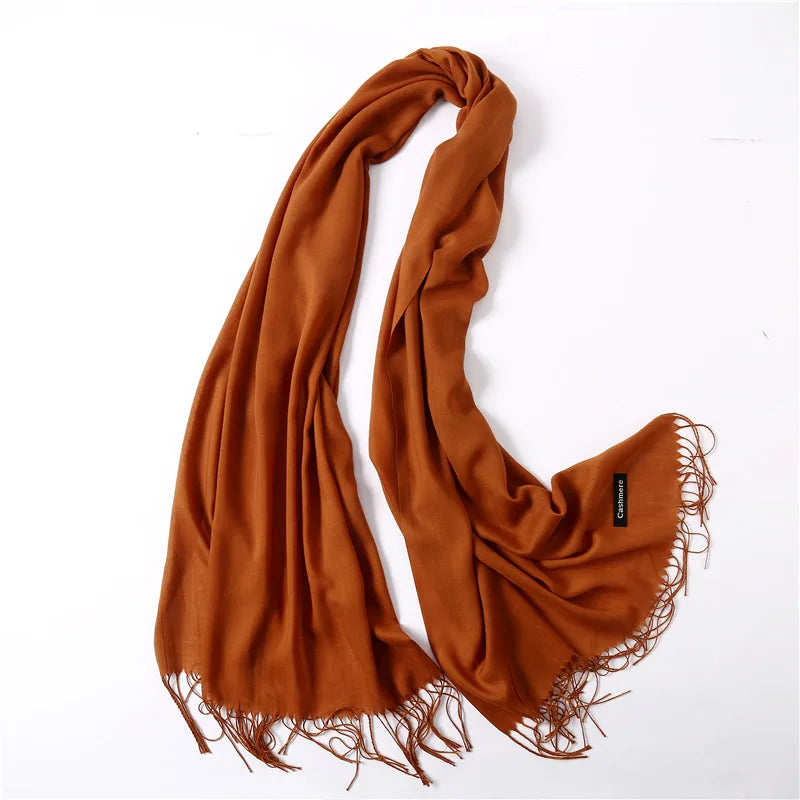 Desgine Brand Solid Women Cashmere Scarf Autumn Winter Warm Shawls Wraps 2024Men's Pashmina Tassels Scarves Female Foulard Mujer