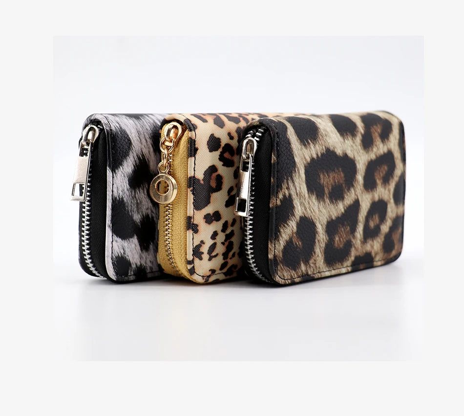 Leather Women Wallet Classic Leopard Animal Print Long Wallets Female Cards Holder Clutch Bag Fashion Ladies Purses