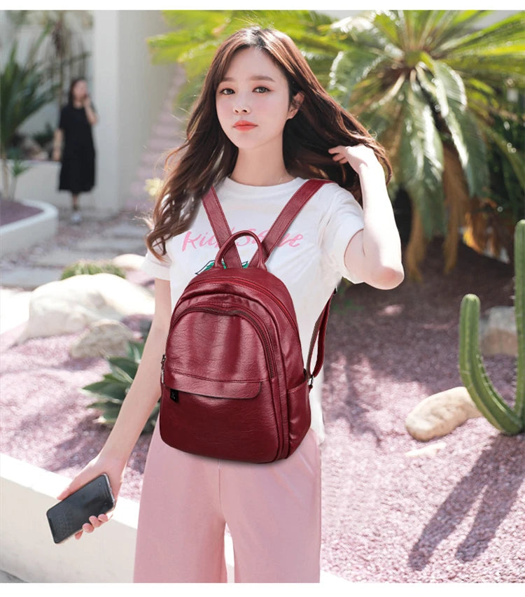 New 2023 Multifunction Vintage Women Backpacks High Quality Female Back Pack Ladies Shoulder Bag Ladies Leather Travel Backpack