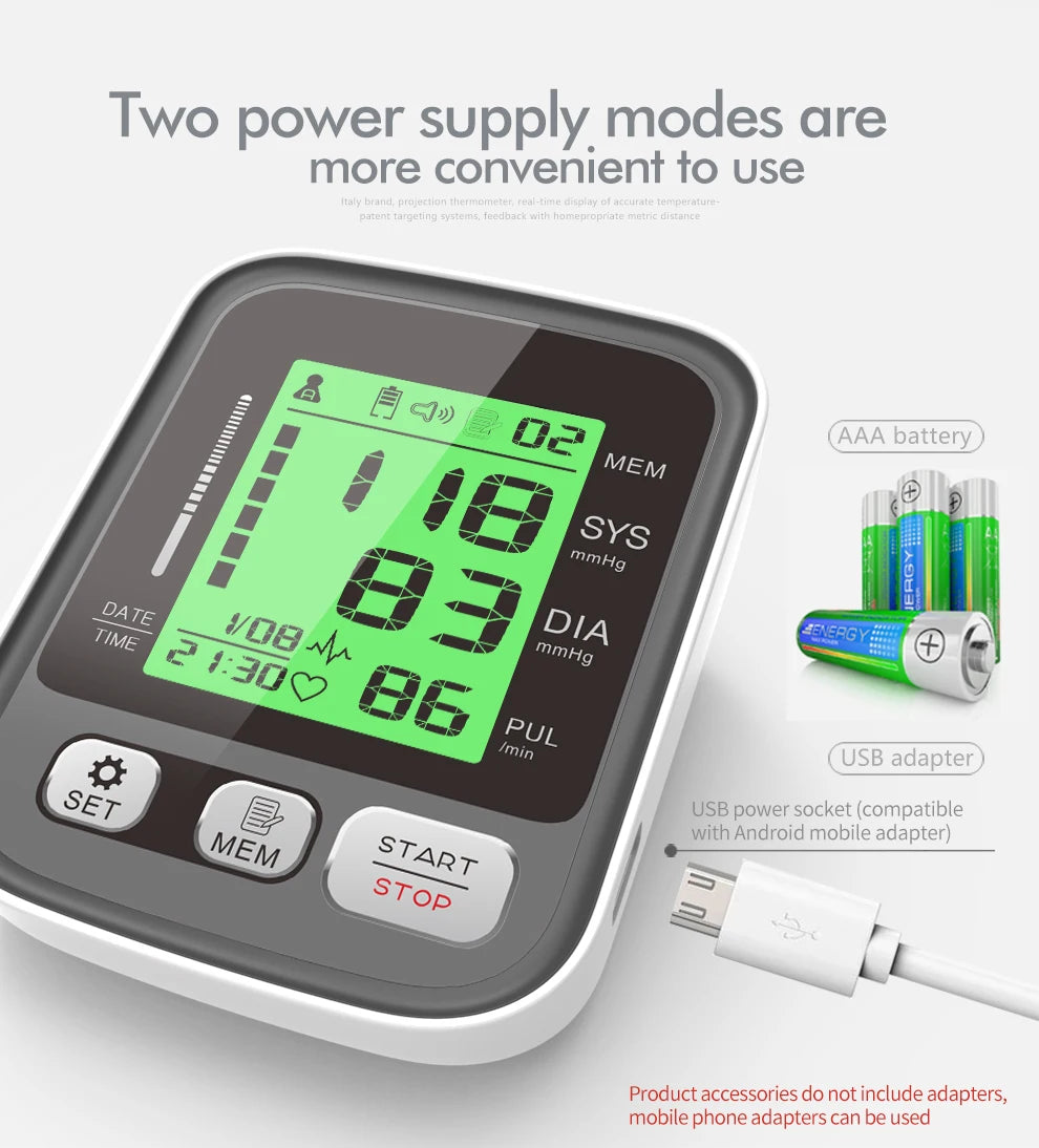 جهاز قياس ضغط الدم الرقمي LCD من JianYouCare، جهاز قياس معدل ضربات القلب، جهاز قياس ضغط الدم المحمول، جهاز قياس ضغط الدم الكبير