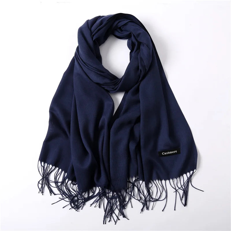 Desgine Brand Solid Women Cashmere Scarf Autumn Winter Warm Shawls Wraps 2024Men's Pashmina Tassels Scarves Female Foulard Mujer