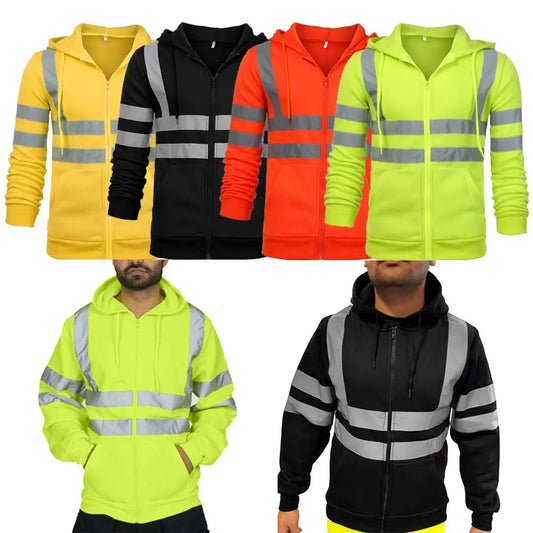 Coat Fleece Sweatshirt M-4XL Night Work Pullover Hoodie High Visibility Jacket Reflective Hi Viz Vis