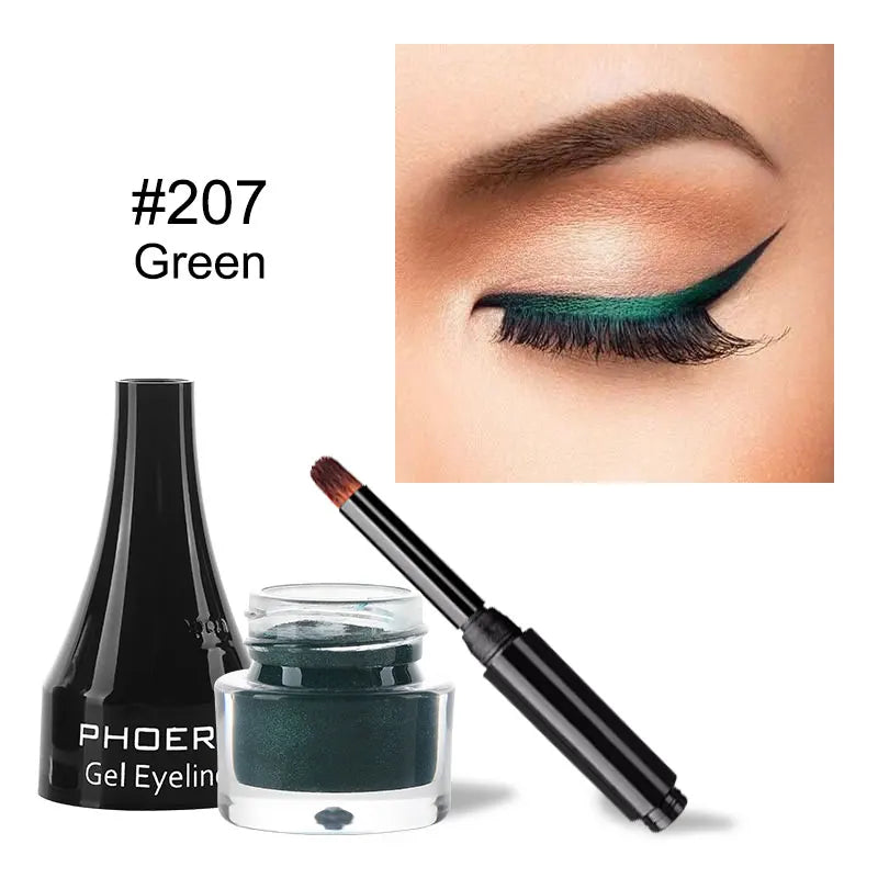 PHOERA Eyeliner Coloré 10 Couleurs Gel Eyeliner Imperméable Avec Pinceau Eyeliner Longue Tenue Crème Outils De Maquillage Cosmétiques Pour Femmes