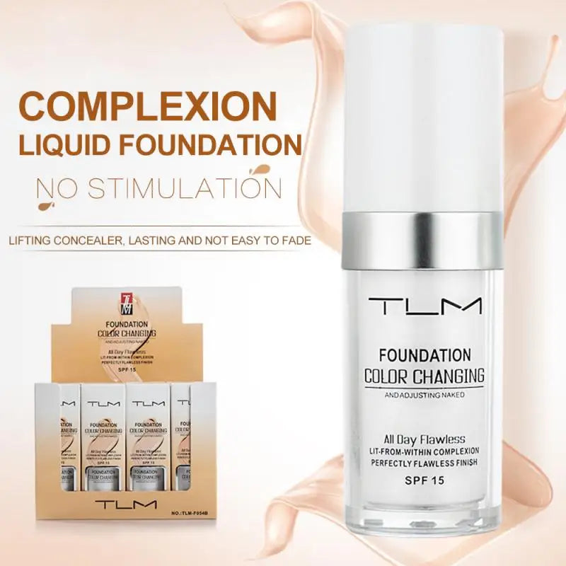 TLM Foundation Magic Fond de teint changeant de couleur liquide doux mat longue tenue Base de maquillage hydratante