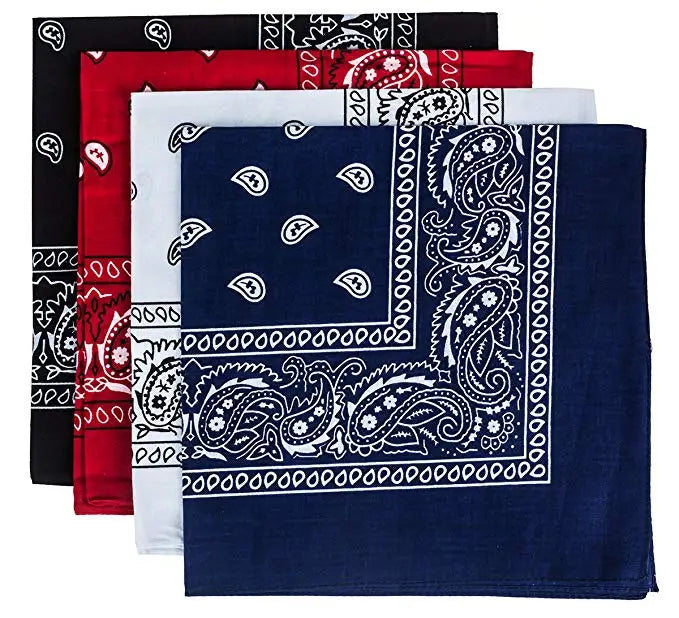 55x55cm Fashion Hip Hop 100% Cotton Bandana Square Scarf Cowboy Cashew Black Red Paisley Headband Print For Women/Men/Boys/Girls