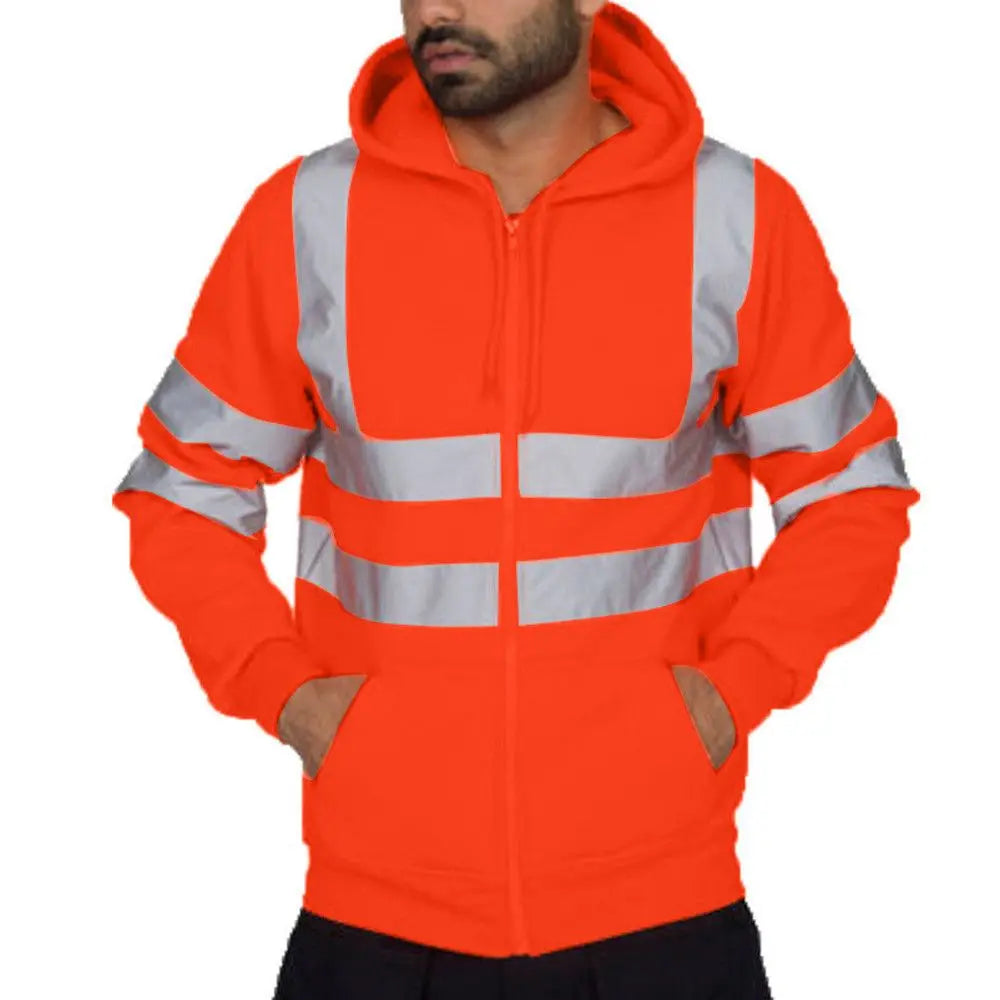 Coat Fleece Sweatshirt M-4XL Night Work Pullover Hoodie High Visibility Jacket Reflective Hi Viz Vis