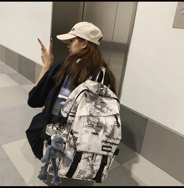 Women Harajuku Cloud Print Men Backpack Student Nylon Laptop New 2021 Cool  School Bag For Teenage Girls Book Bags buckle Ladies