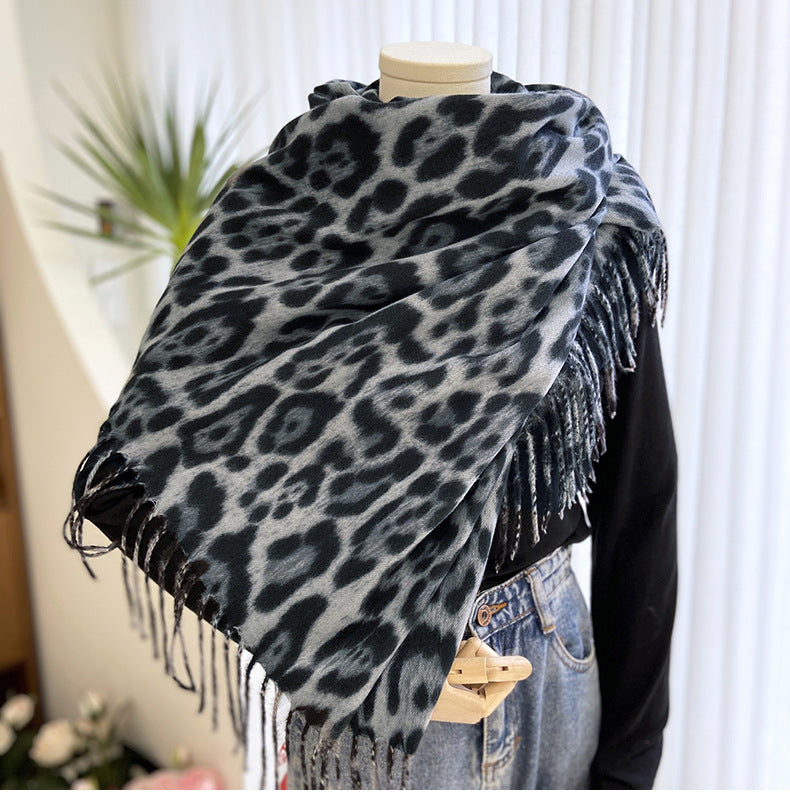 women's casual leopard imitation cashmere scarf