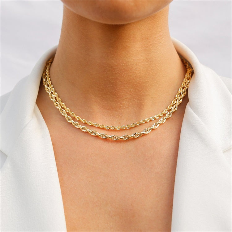 Stainless Steel 14K Gold Plated Fashion Plating U Shape Necklace