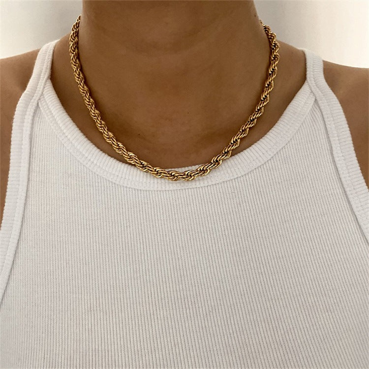 Stainless Steel 14K Gold Plated Fashion Plating U Shape Necklace