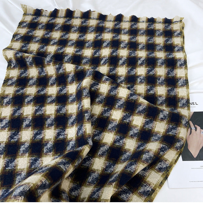 women's vintage style plaid imitation cashmere scarf