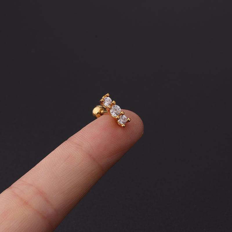 Ear Cartilage Rings & Studs Fashion Geometric Copper Plating Artificial Gemstones