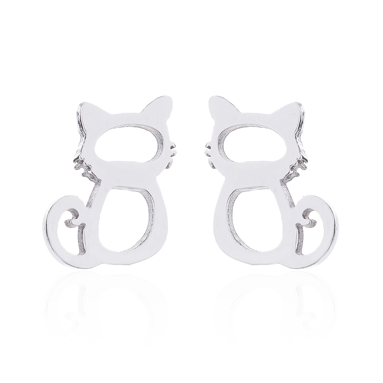 Simple Style Dog Cat Plating 304 Stainless Steel Stainless Steel Earrings