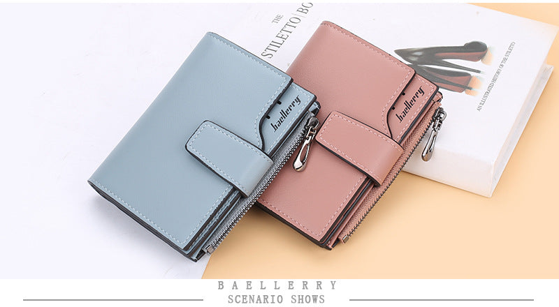 Women Wallets and Purses PU Leather Money Bag Female Short Hasp Purse Small Coin Card Holders Blue Red Clutch New Women Wallet