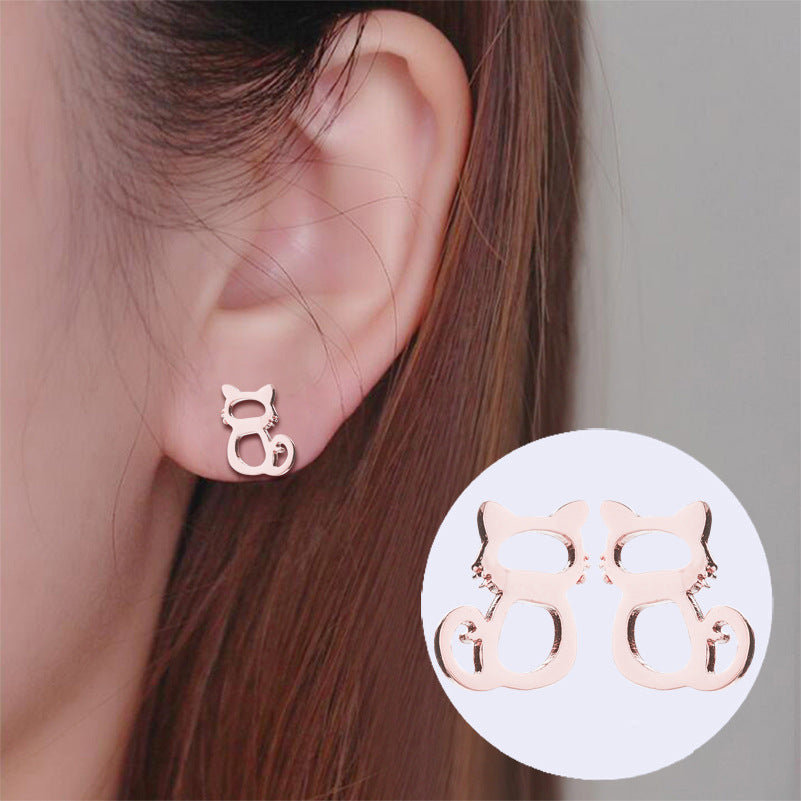 Simple Style Dog Cat Plating 304 Stainless Steel Stainless Steel Earrings