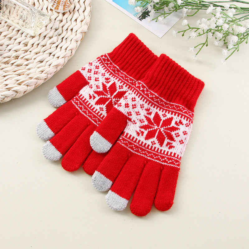 unisex fashion snowflake knitted fabric gloves 1 pair