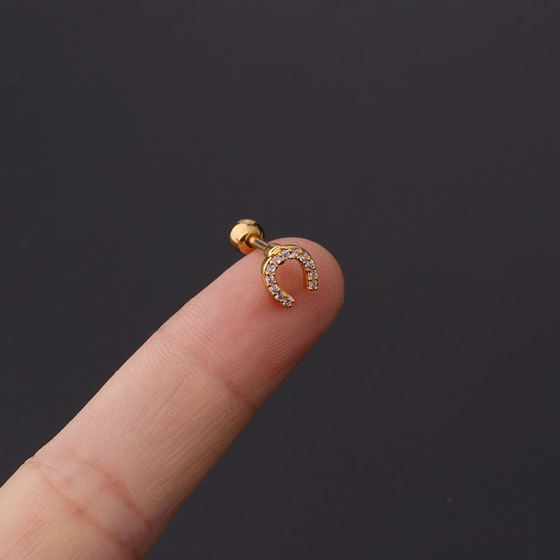 Ear Cartilage Rings & Studs Fashion Geometric Copper Plating Artificial Gemstones