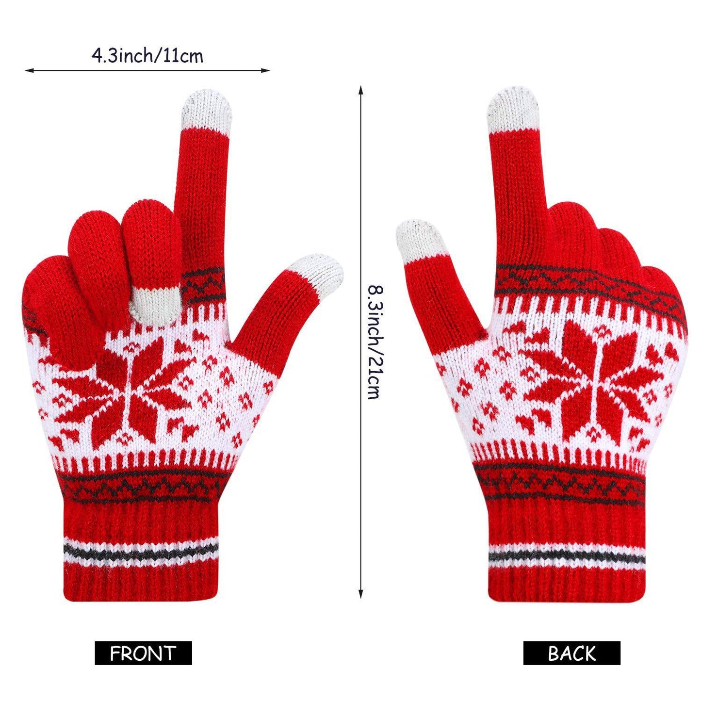 unisex fashion snowflake knitted fabric gloves 1 pair