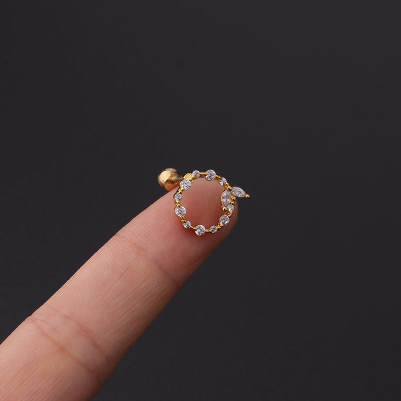 Ear Cartilage Rings & Studs Fashion Geometric Copper Plating Artificial Gemstones