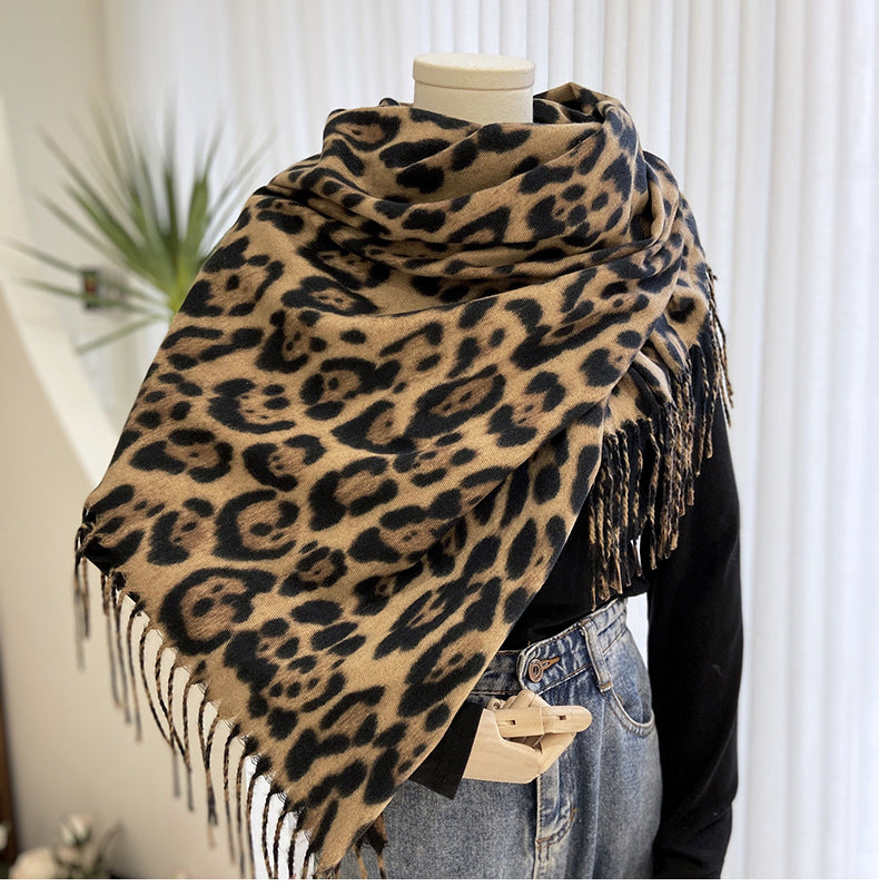 women's casual leopard imitation cashmere scarf