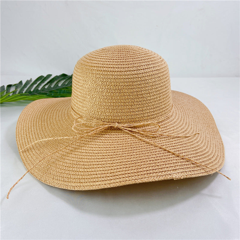 simple big brim hat straw hat female summer sunscreen sunshade beach hat