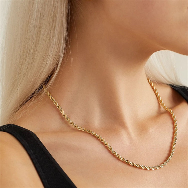 Stainless Steel 14K Gold Plated Fashion Plating U Shape Necklace