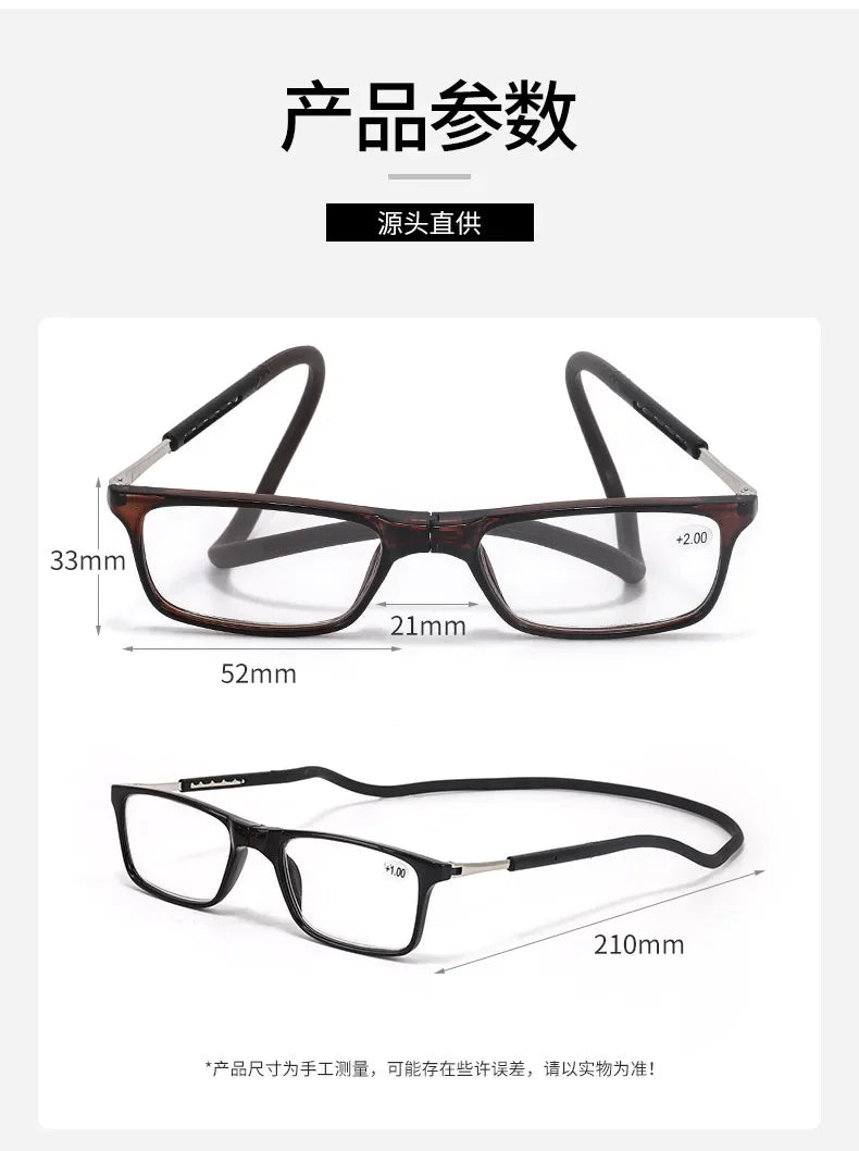 Portable Magnetic Hanging Neck Presbyopia Glasses Magnetic Folding Presbyopia Glasses Scalable Lens Legs