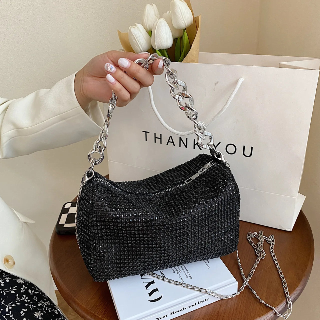 Women's Bag 2023 New Rhinestones Handbags Shining Diamonds Shoulder Bag Purse Trend Ladies Crossbody Bag Small Messenger Bag