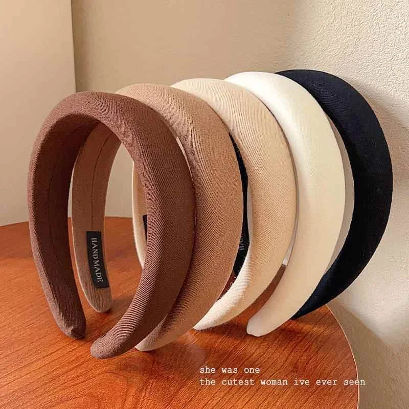 Wild Solid Color Sponge Headband for Women Fashion Girl Wash Face Wide Edge Simple Hair Band