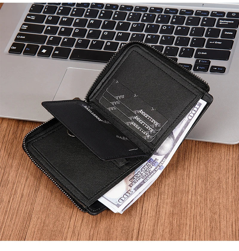 Baellerry RFID Simple Short Men Zipper Wallets Luxury Brand Card Holder Male Wallet Photo Holder Coin Pocket Man Purses