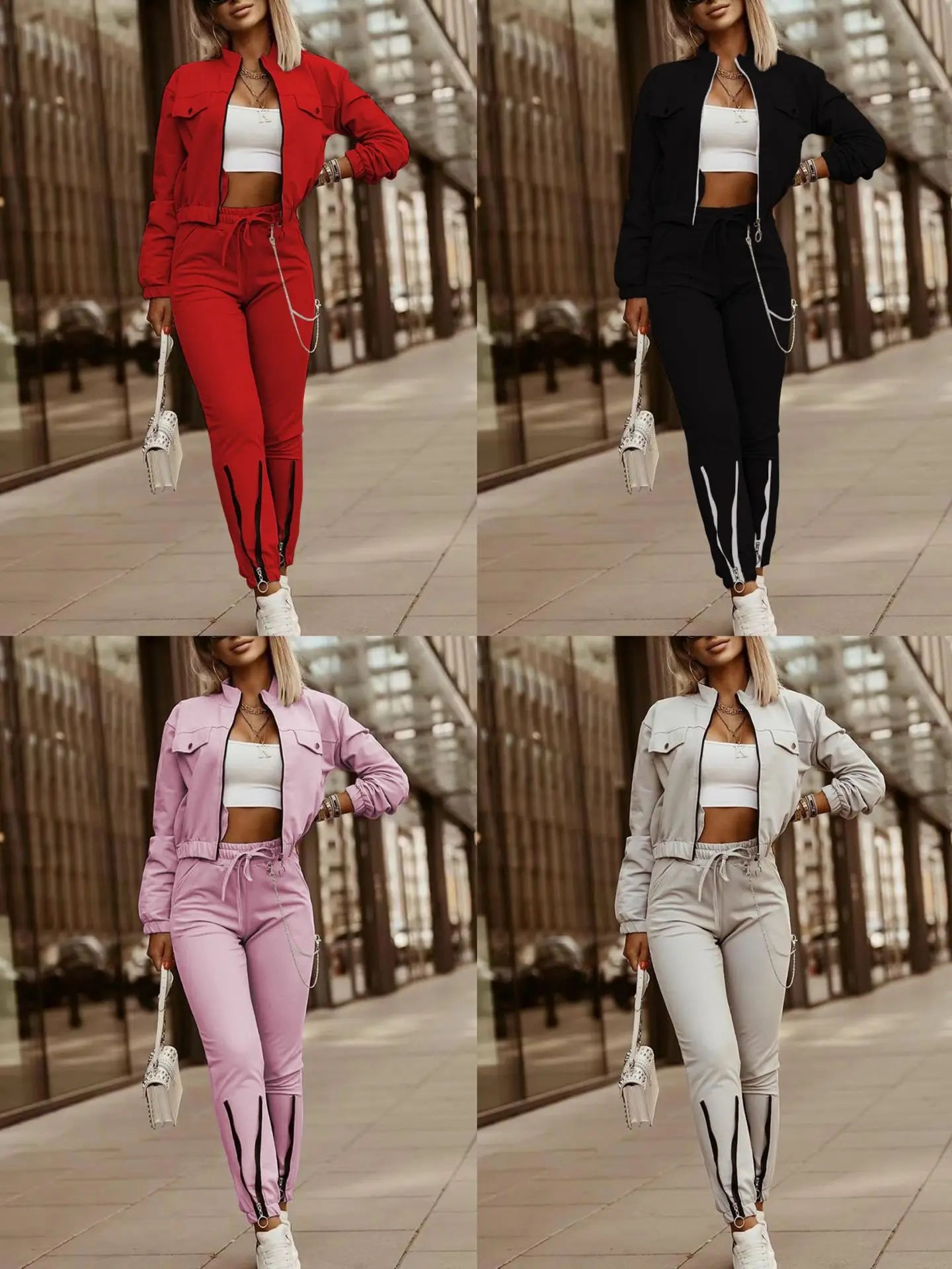 2024 Sportsuits for Women Two Piece Suits Solid Sweatshirts Long Pants Fashion Sets Autumn Winter Casual Zipper Tracksuits S-2XL