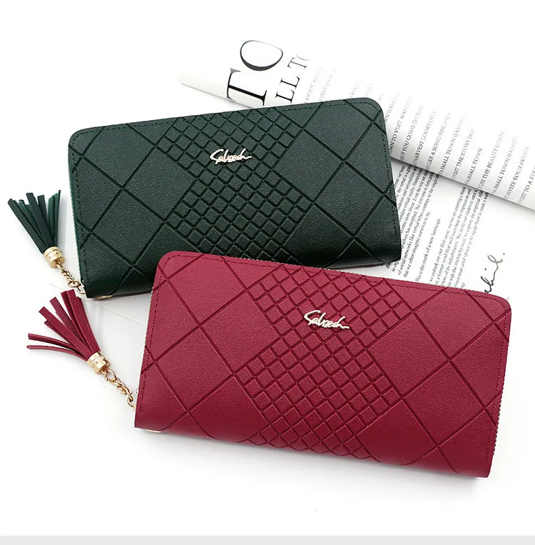 Zipper Money Coin Purse Women Card Holder Long PU Leather Clutch Wallet Large Capacity Lady Wristlet Phone HandBags Money Pocket