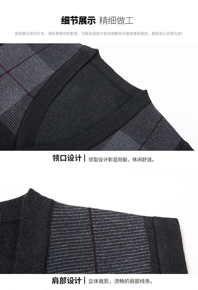 Men's Thickened Casual Sweater Tank Top Autumn and Winter Warm Men's Cardigan Tank Top