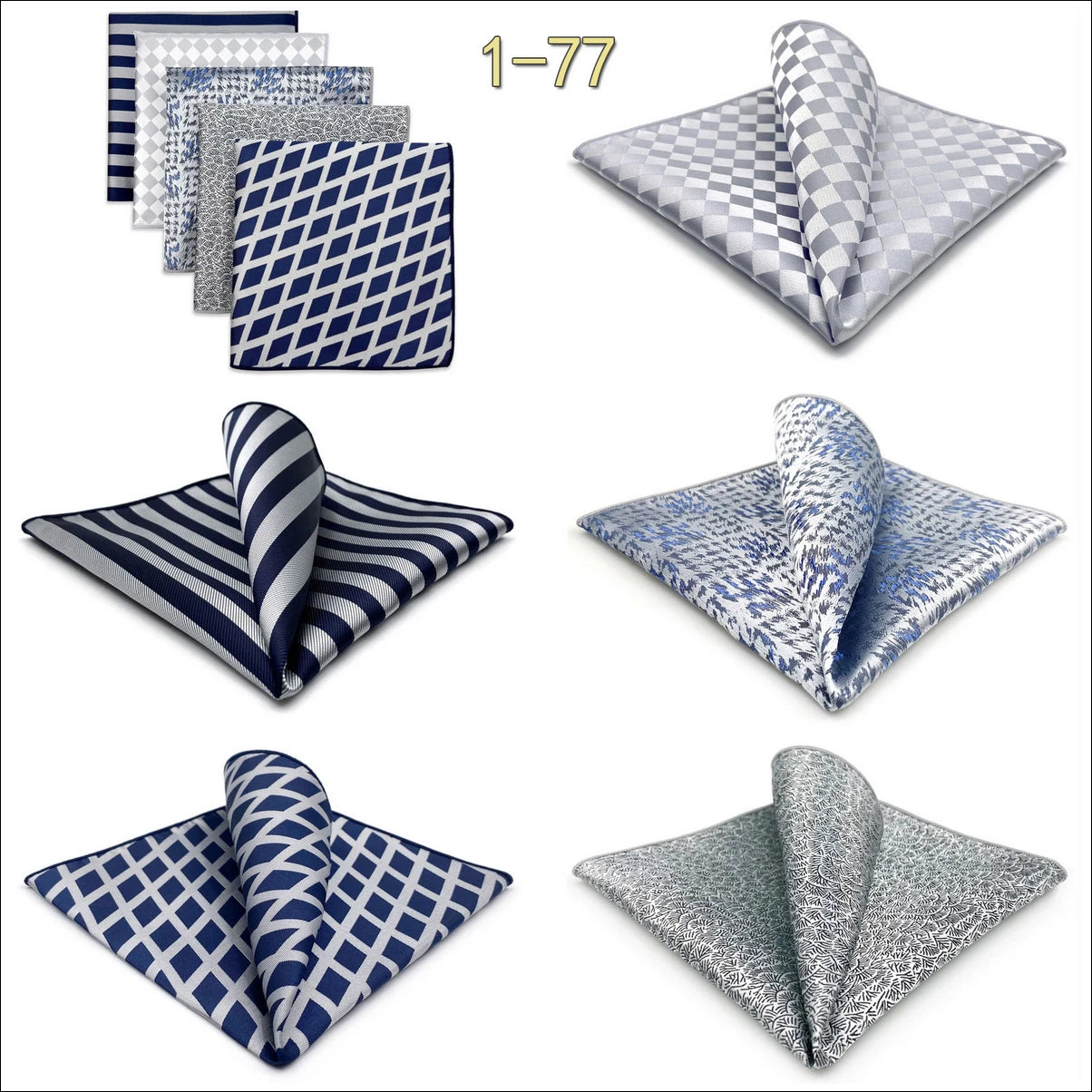 5 Pieces Mens Pocket Squares Wedding Handkerchiefs Set Fashion Formal Bundle Luxury Unique