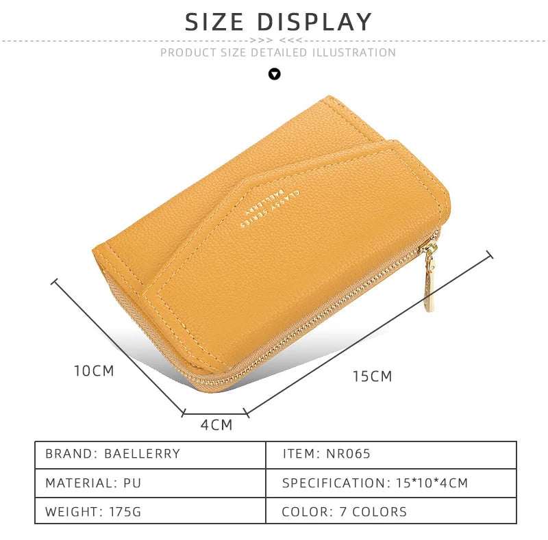 Baellerry Women Wallets Fashion Medium Women's Leather Wallet Top Quality Card Holder Black Coin Purses Green Wallets for Women