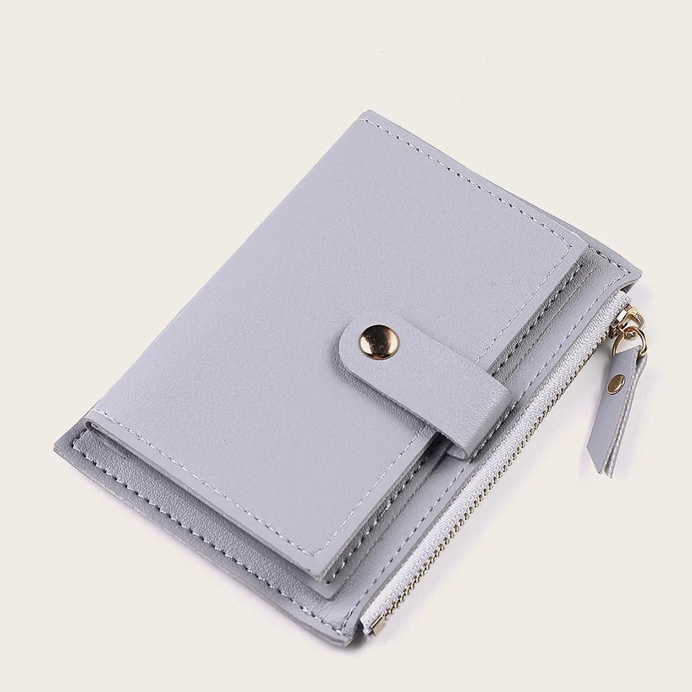 Women Fashion Small Wallet Purse Solid Color PU Leather Mini Coin Purse Wallet Credit Card Holder Bags Zipper Coin Purse