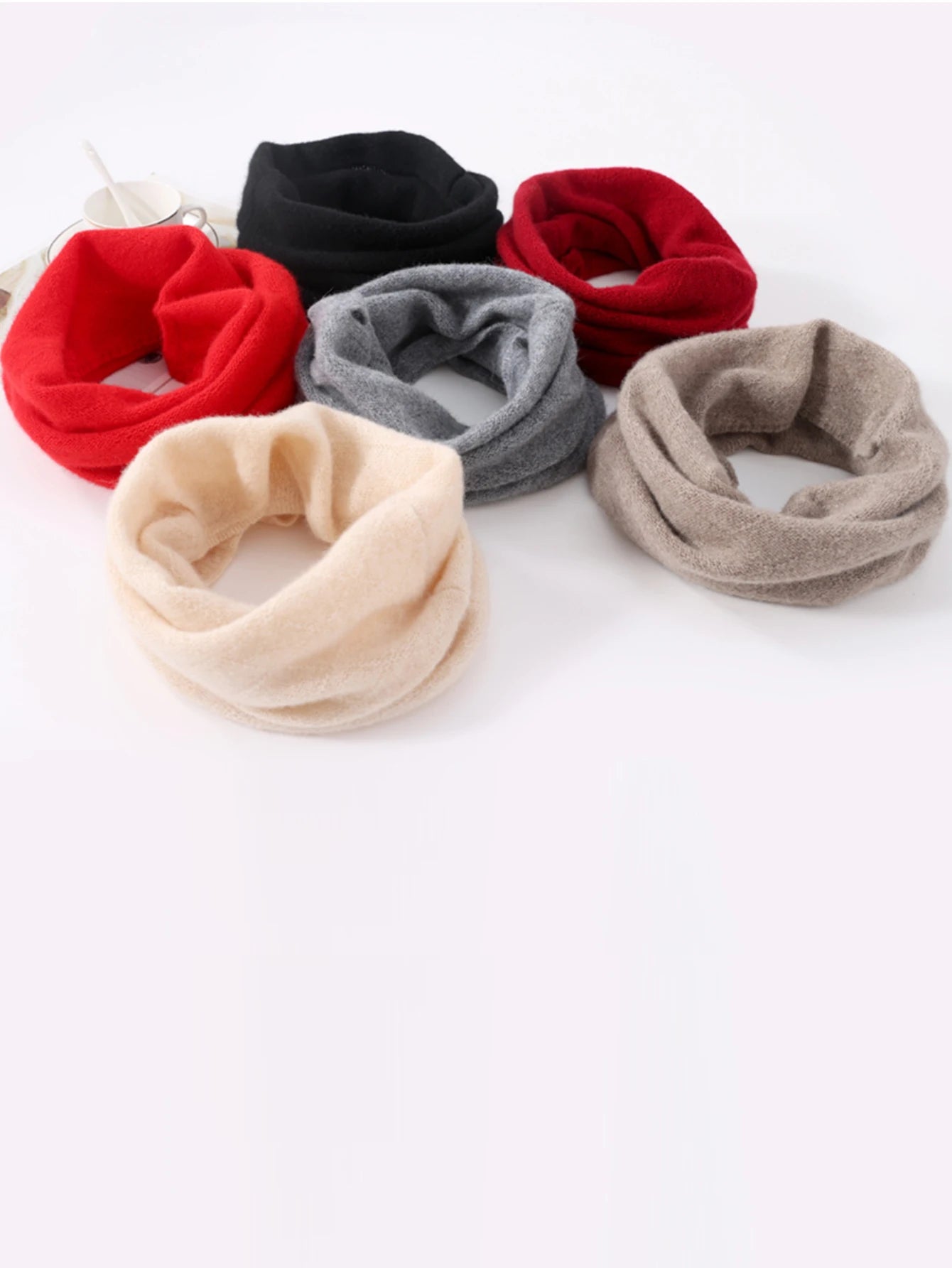 100% Pure Wool Ring Scarf Hollow Out Neckerchief Women Knitted Luxury Cashmere Headband Female Neck Warmer Soft Fake Collar