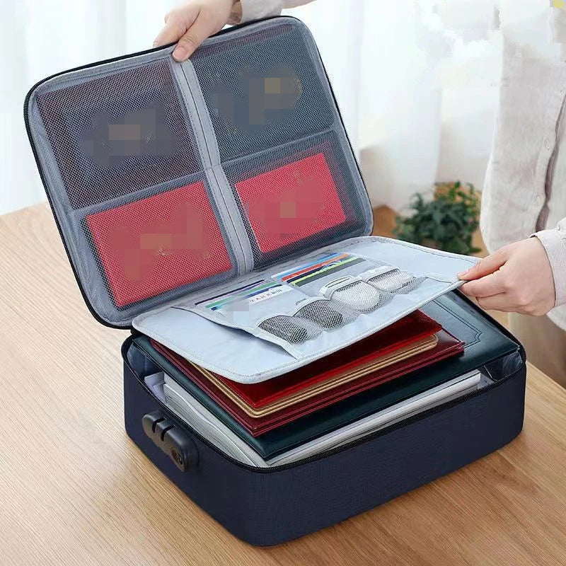 With password lock Multifunctional briefcase office document storage bag business trip card passport organizer travel accessory