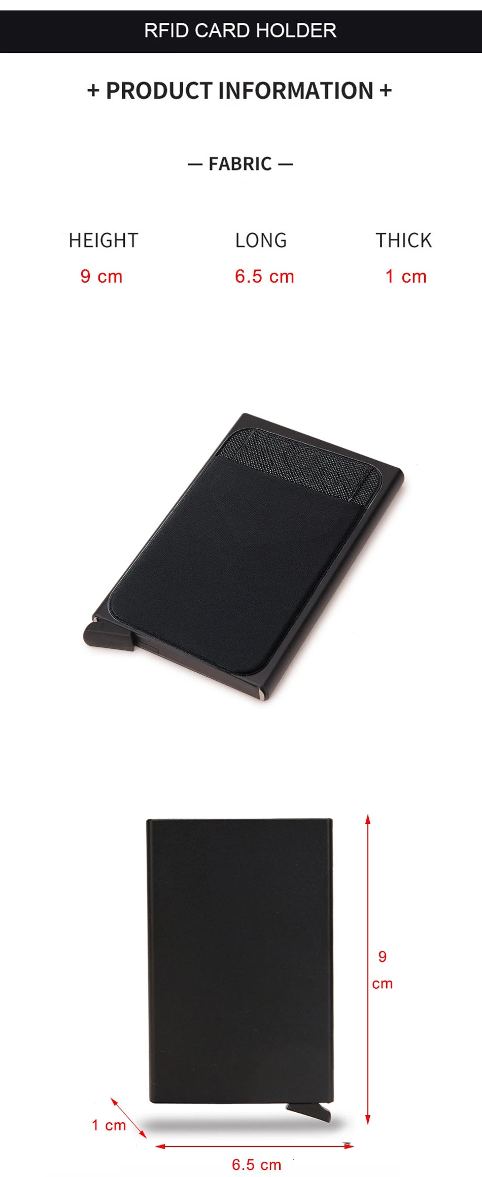 DIENQI Rfid Smart Wallet Card Holder Metal Thin Slim Men Women Wallets Pop Up Minimalist Wallet Small Black Purse Metal Vallet