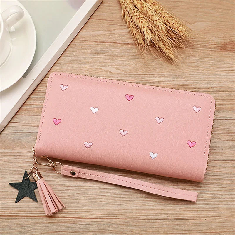 Women Long Wallets Purses Luxury Love Heart Wallets for Ladies Girl Money  Pocket Card Holder Female Wallets Phone Clutch Bag