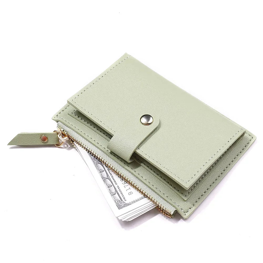 Portefeuilles tendance en cuir pour femmes, mini porte-monnaie solide, porte-cartes, petit portefeuille fin