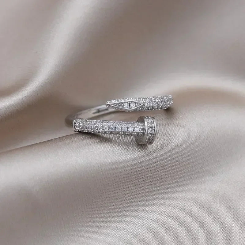 2024 Corée Nouvelle Mode Bijoux Exquis Plaqué Or 14K AAA Zircon Bague Élégante Femme Ouverture Réglable Cadeau De Mariage