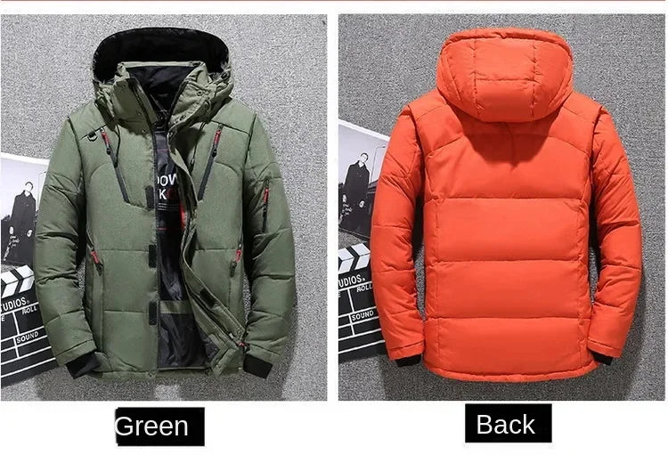 Down Jacket Men White Duck Winter Coat Windproof Warm Parkas Travel Camping Overcoat New in Thicken Solid Color Hooded Clothing